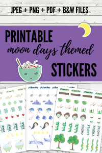 Printable Moon days themed stickers - Moon Organizer