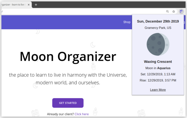 current moon phase extension